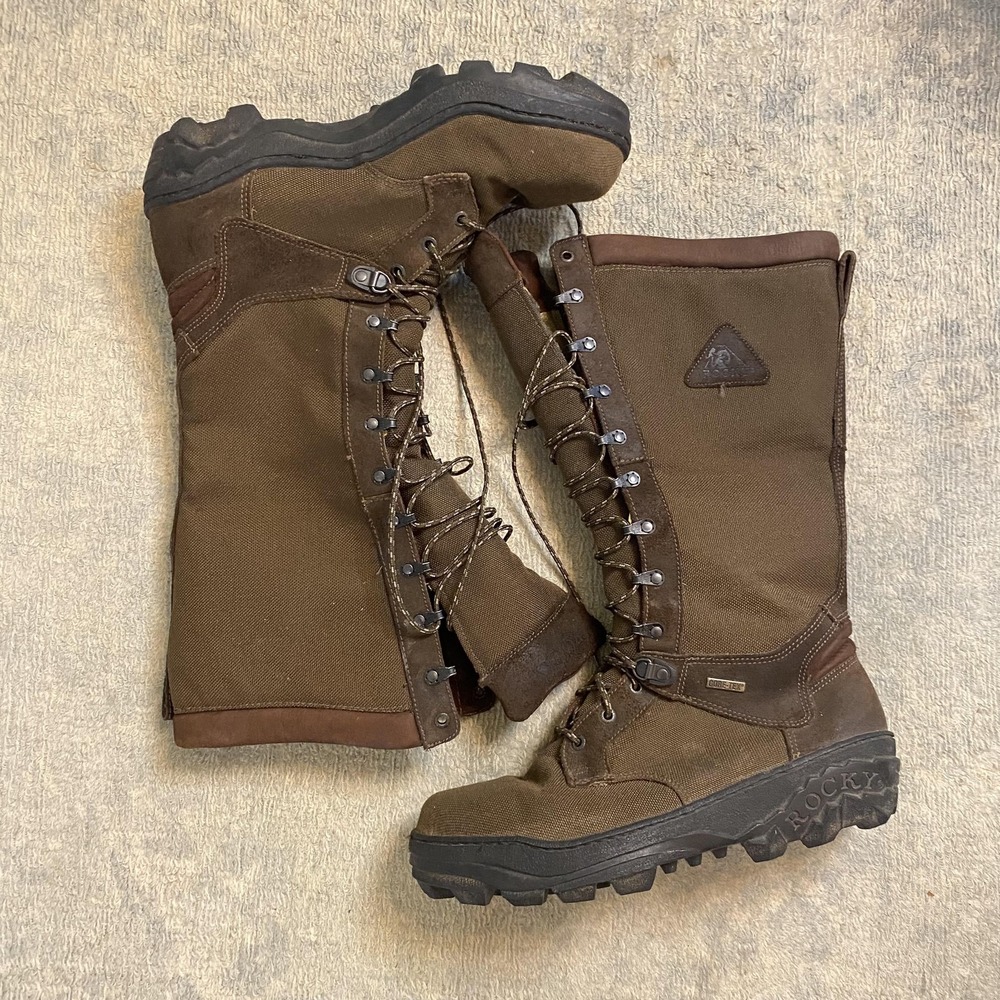 Rocky Boots Mens Size 12W Brown Leather Knee High Hunting Lace Up Outdoor 7543